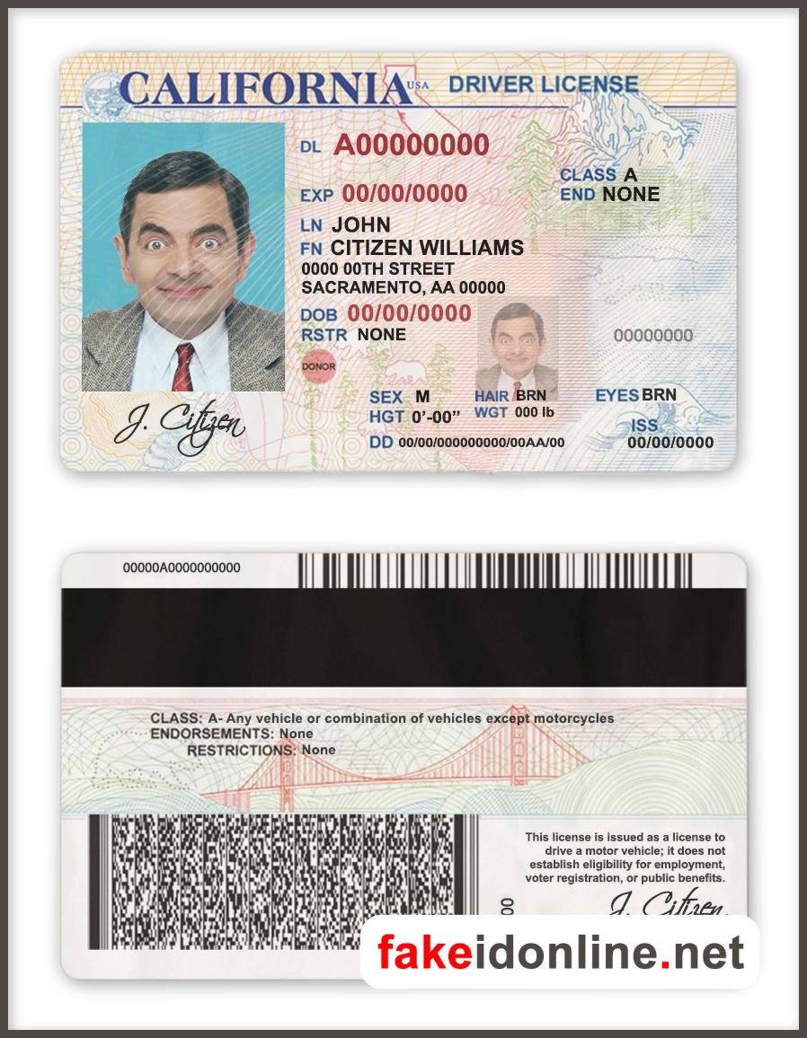 California Driver License V1 PSD Template